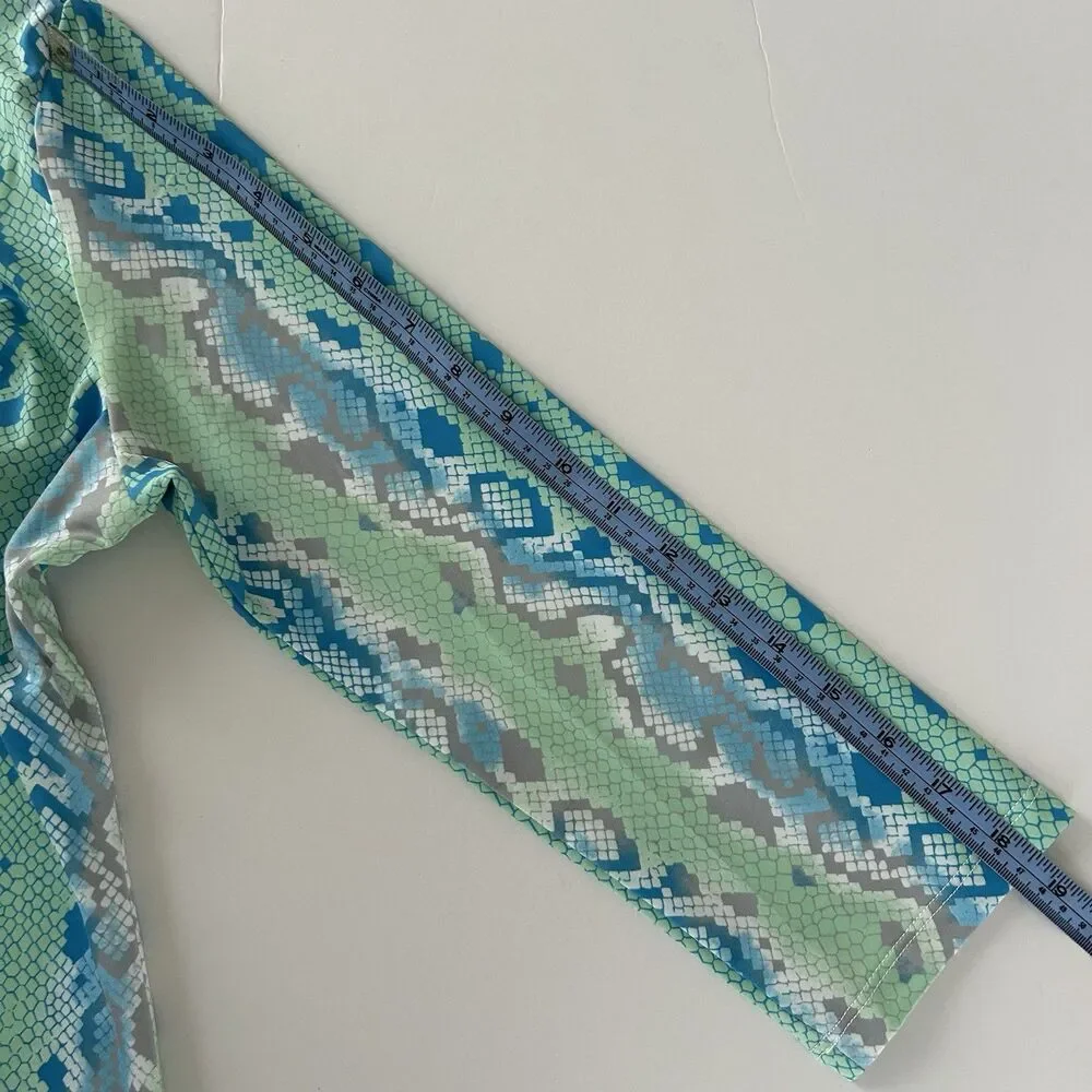 Jean-Pierre Klifa Daphne Dress Size M Aqua Snake 3/4 Sleeve Shift Knee Length
